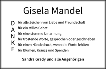 Traueranzeige von Gisela Mandel von Neue Presse Coburg