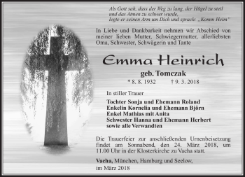 Traueranzeige von Emma Heinrich von Südthüringer Presse