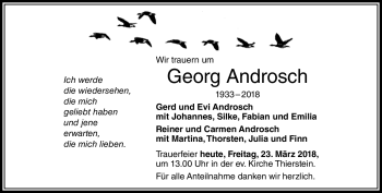 Traueranzeige von Georg Androsch von Frankenpost
