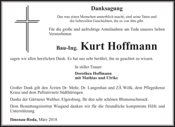 Traueranzeige von Kurt Hoffmann von Südthüringer Presse