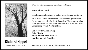 Traueranzeige von Richard Sippel von Südthüringer Presse