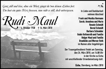 Traueranzeige von Rudi Maul von Südthüringer Presse