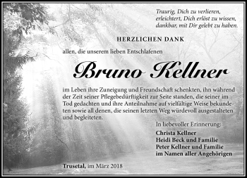 Traueranzeige von Bruno Kellner von Südthüringer Presse