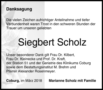 Traueranzeige von Siegbert Scholz von Neue Presse Coburg