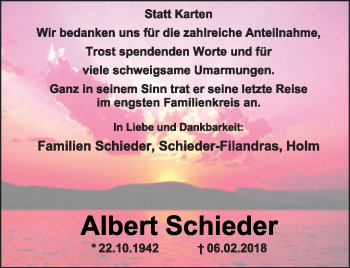Traueranzeige von Albert Schieder von Frankenpost