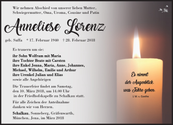 Traueranzeige von Anneliese Lorenz von Südthüringer Presse