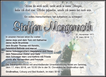 Traueranzeige von Steffen Morgenroth von Neue Presse Coburg