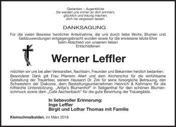 Traueranzeige von Werner Leffler von Südthüringer Presse