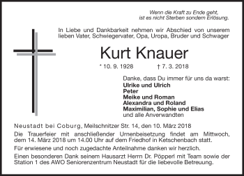Traueranzeige von Kurt Knauer von Neue Presse Coburg
