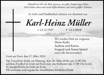 Traueranzeige von Karl-Heinz Müller von Neue Presse Coburg