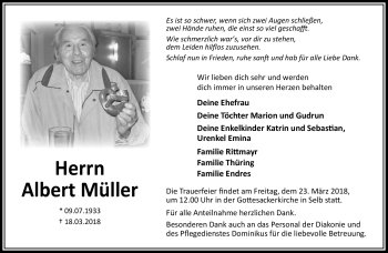 Traueranzeige von Albert Müller von Frankenpost