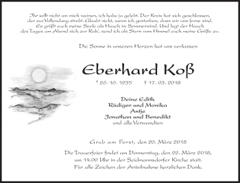 Traueranzeige von Eberhard Koß von Neue Presse Coburg