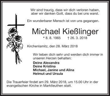 Traueranzeige von Michael Kießlinger von Frankenpost