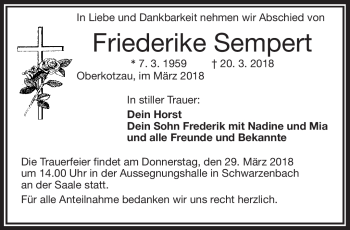 Traueranzeige von Friederike Sembert von Frankenpost