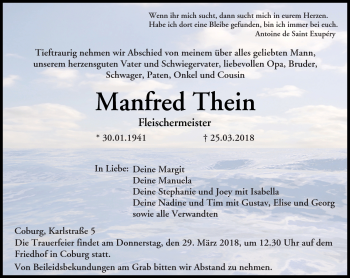 Traueranzeige von Manfred Thein von Neue Presse Coburg