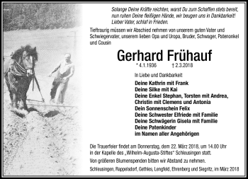 Traueranzeige von Gerhard Frühauf von Südthüringer Presse