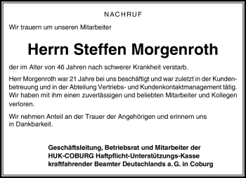 Traueranzeige von Steffen Morgenroth von Neue Presse Coburg