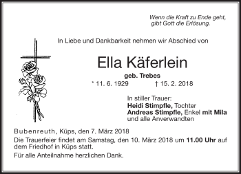 Traueranzeige von Ella Käferstein von Neue Presse Coburg