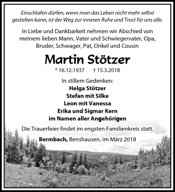 Traueranzeige von Martin Stötzer von Südthüringer Presse