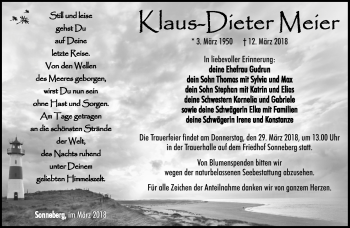 Traueranzeige von Klaus-Dieter Meier von Südthüringer Presse