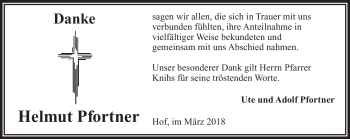 Traueranzeige von Helmut Pfortner von Frankenpost