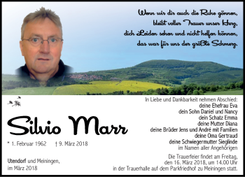 Traueranzeige von Silvio Marr von Südthüringer Presse
