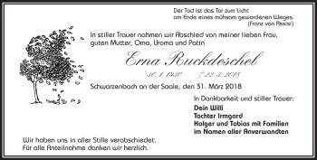 Traueranzeige von Erna Ruckdeschel von Frankenpost