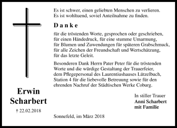 Traueranzeige von Erwin Schabert von Neue Presse Coburg