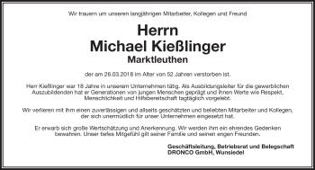 Traueranzeige von Michael Kießlinger von Frankenpost