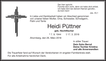 Traueranzeige von Heidi Püttner von Frankenpost
