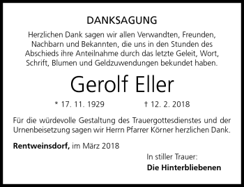 Traueranzeige von Gerolf Eller von Neue Presse Coburg