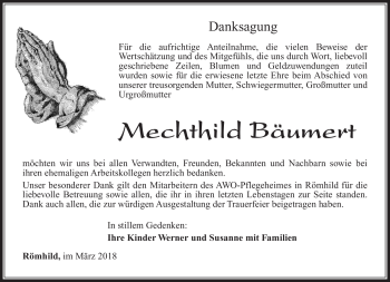 Traueranzeige von Mechthild Bäumert von Südthüringer Presse