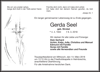 Traueranzeige von Gerda Seel von Frankenpost