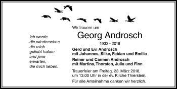 Traueranzeige von Georg Androsch von Frankenpost
