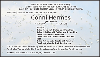 Traueranzeige von Conni Hermes von Südthüringer Presse