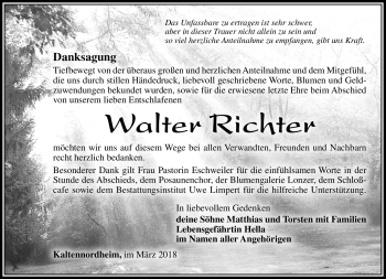 Traueranzeige von Walter Richter von Südthüringer Presse