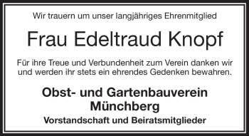 Traueranzeige von Edeltraud Knopf von Frankenpost