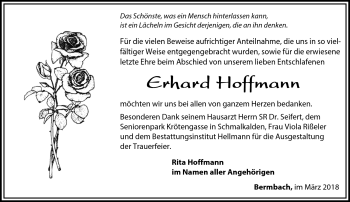 Traueranzeige von Erhard Hoffmann von Südthüringer Presse