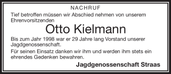 Traueranzeige von Otto Kielmann von Frankenpost