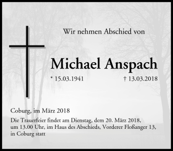 Traueranzeige von Michael Anspach von Neue Presse Coburg