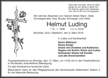 Traueranzeige von Helmut Luding von Frankenpost