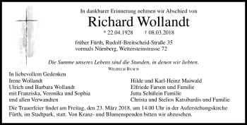 Traueranzeige von Richard Wollandt von Neue Presse Coburg