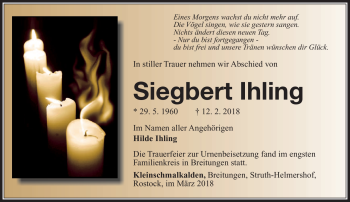 Traueranzeige von Siegbert Ihling von Südthüringer Presse