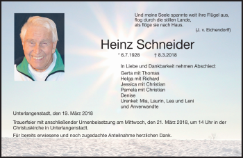 Traueranzeige von Heinz Schneider von Neue Presse Coburg