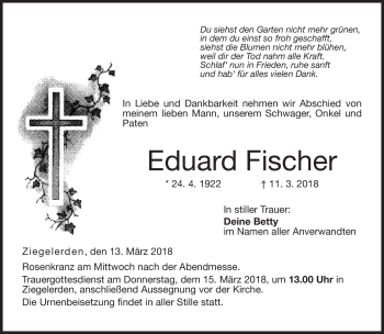 Traueranzeige von Eduard Müller von Neue Presse Coburg
