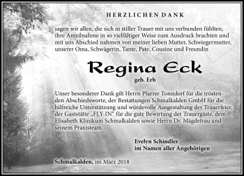 Traueranzeige von Regina Eck von Südthüringer Presse