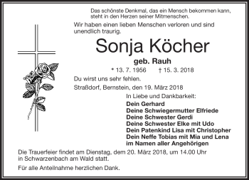 Traueranzeige von Sonja Köcher von Frankenpost