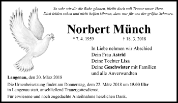 Traueranzeige von Norbert Münch von Neue Presse Coburg