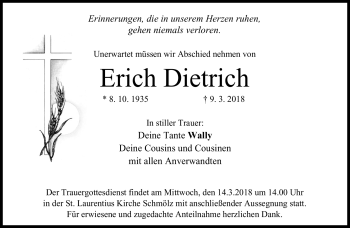 Traueranzeige von Erich Dietrich von Neue Presse Coburg