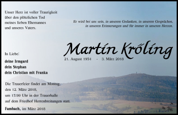 Traueranzeige von Martin Kröling von Südthüringer Presse